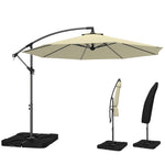 3(m) Banana Parasol Cantilever Umbrella Garden W/ Base Weights | Brown