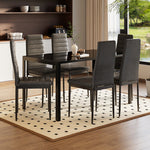Rectangular Tempered Glass Dining Table For Kitchen Dining Room | Large | Black