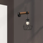 Acero Wall Lamp 1xe27 This Hand Made Industrial Style Lamp Is Hand Made From Sleek Black Steel And Natural Dark Wood
