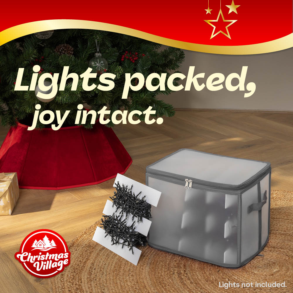 Ornament Storage Bag Box Cube With Lid And Handles | Grey