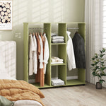 Mobile Double Open Wardrobe W/ Clothes Hanging Rail | Green