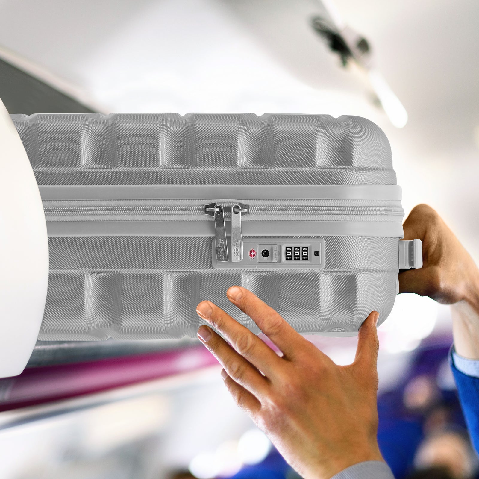 55x35x20cm Lightweight 4 Wheel Cabin Carry On Suitcase Overhead Case Approved For 100+ Airlines With Integrated Tsa Lock | 55 x 35 x 20cm | Silver