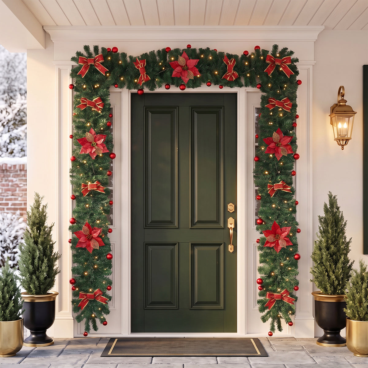 Pre-lit Artificial Christmas Garland | Red