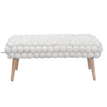 Cushla Bubbly Velvet Large Footstool | Cream