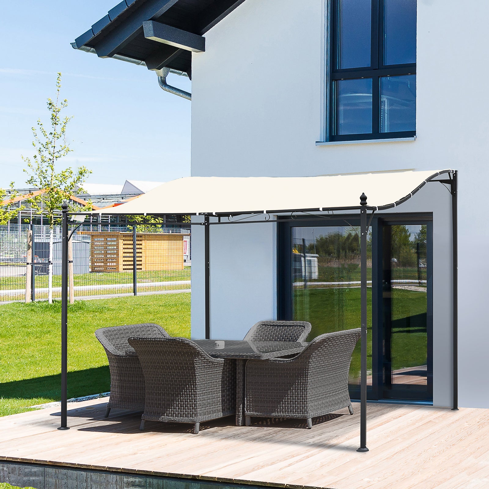 Gazebo Backyard Pool Garden Pergola Canopy Sun Shade Top | Medium | Cream