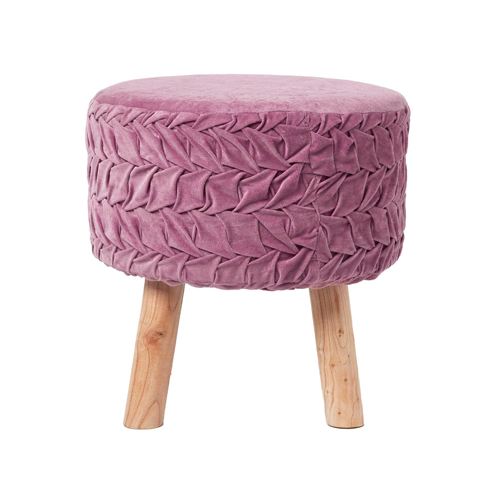 Lyla Pleated Velvet Footstool, 40 Cm Tall | Purple