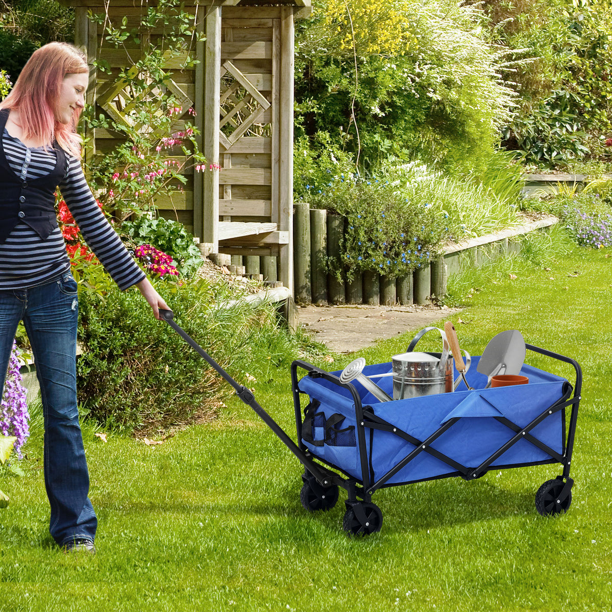 62l Festival Trolley, 100kg Heavy Duty Folding Trolley Cart | Blue