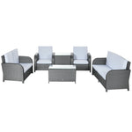 7 Seater Rattan Set W/ Reclining Back, Cushions