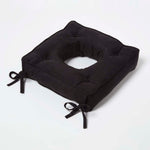 Faux Suede Coccyx Dining Chair Cushion With Ties | 40cm x 40cm | Black