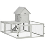 5ft Rabbit Hutch With Run Wooden Large Guinea Pig Cage For Indoor, Grey