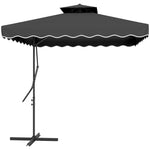 2.5m Square Cantilever Parasol W/ Ruffles | Black