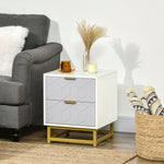 Bedside Table, Sofa Side Table W/ 2 Drawers Living Room