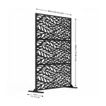 Indoor Outdoor Metal Privacy Screen - Leaf Pattern | Black