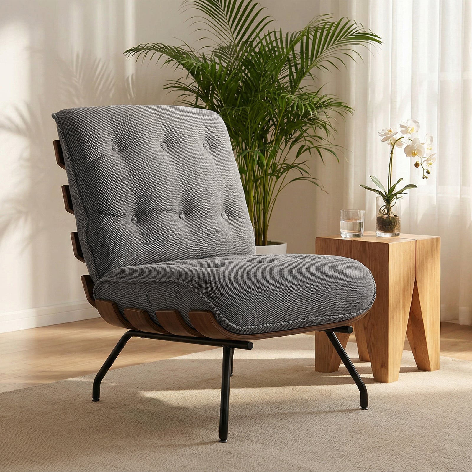 Accent Chair, Reading Chair With Spring Cushion | Dark Grey