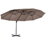 Double Canopy Offset Parasol W/ Steel Pole | Brown