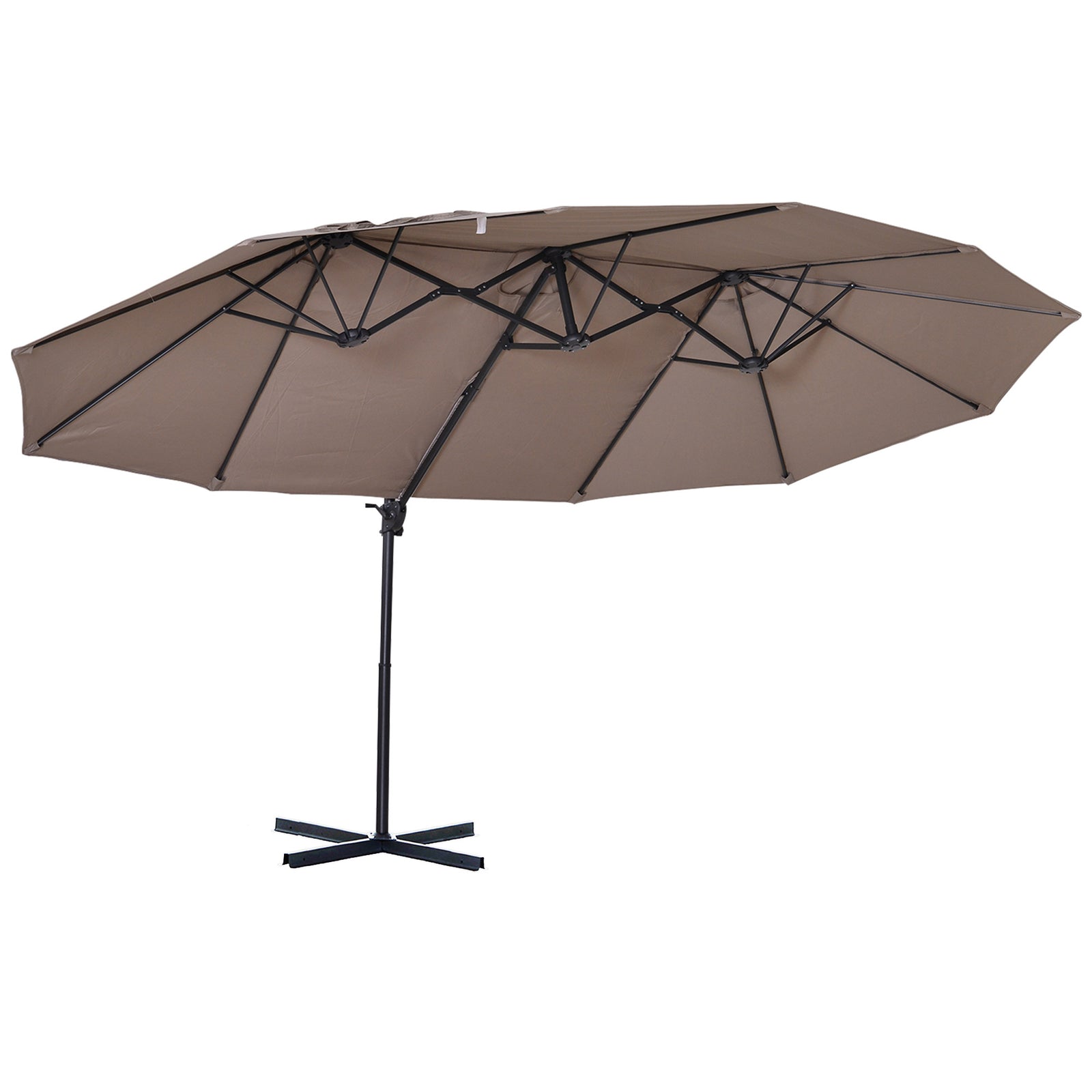 Double Canopy Offset Parasol W/ Steel Pole | Brown