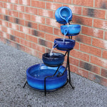 4 Tier Spilling Bowls Water Feature | Blue