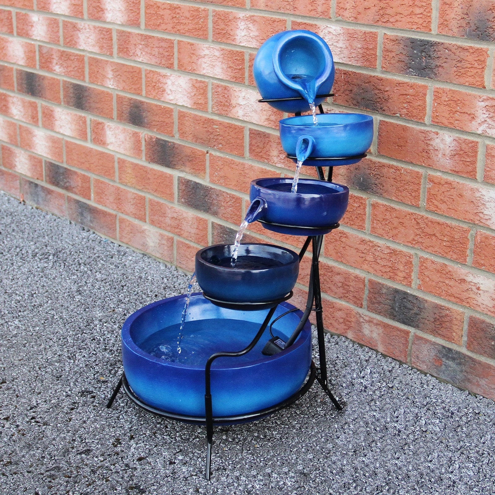 4 Tier Spilling Bowls Water Feature | Blue