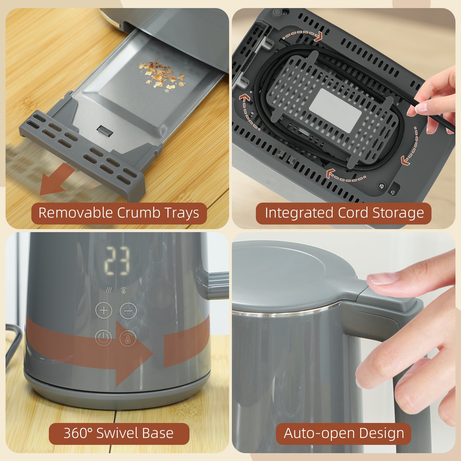 Fast Boil Kettle & Toaster Set | Grey