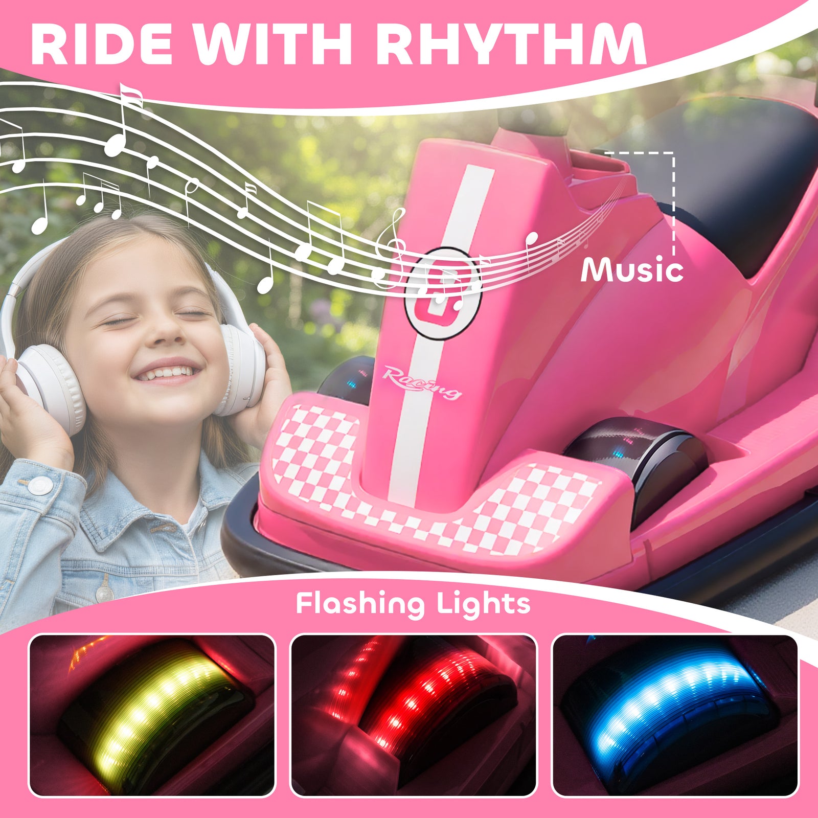Electric Kids Bumper Car With 360 Degree Rotation Spin | Pink