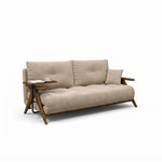 3-in-1 Convertible Sofa Bed With Side Table | Modern Sleeper Chair, Chaise Lounge & Floor Bed | Solid Wood Armrests & High-resilience Foam | Small | Beige