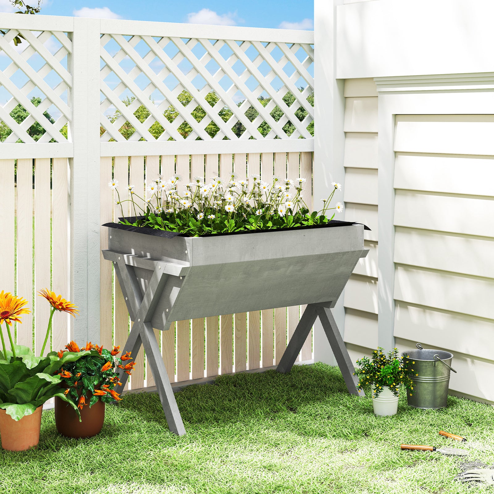 Wooden Raised Planter Stand For Vegetable & Flower