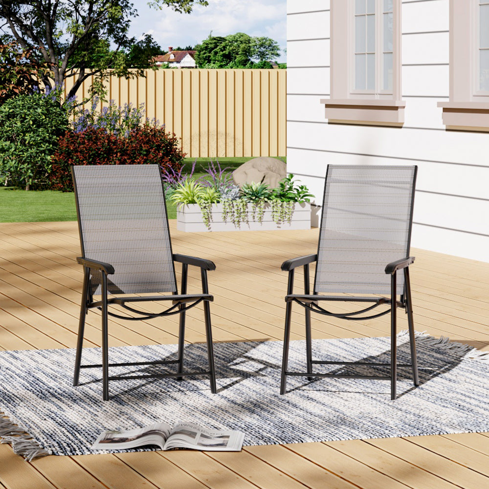 Foldable Chairs With Metal Frame & Fabric Seat – Set Of 2 Or 4 | Set of 2 | Black