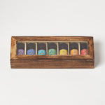 HOMESCAPES Chakra Essential Oils Gift Set With Mango Wood Case