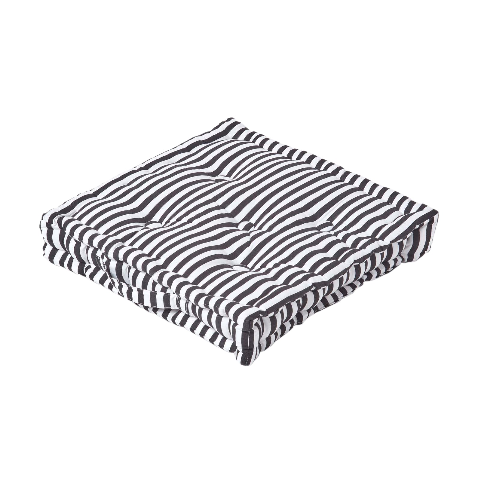 Cotton Thin Striped Floor Cushion | 50cm x 50cm | Black