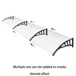 1m Grey Door Canopy Uv Stabilised Solid Polycarbonate Rain Shelter Black Brackets