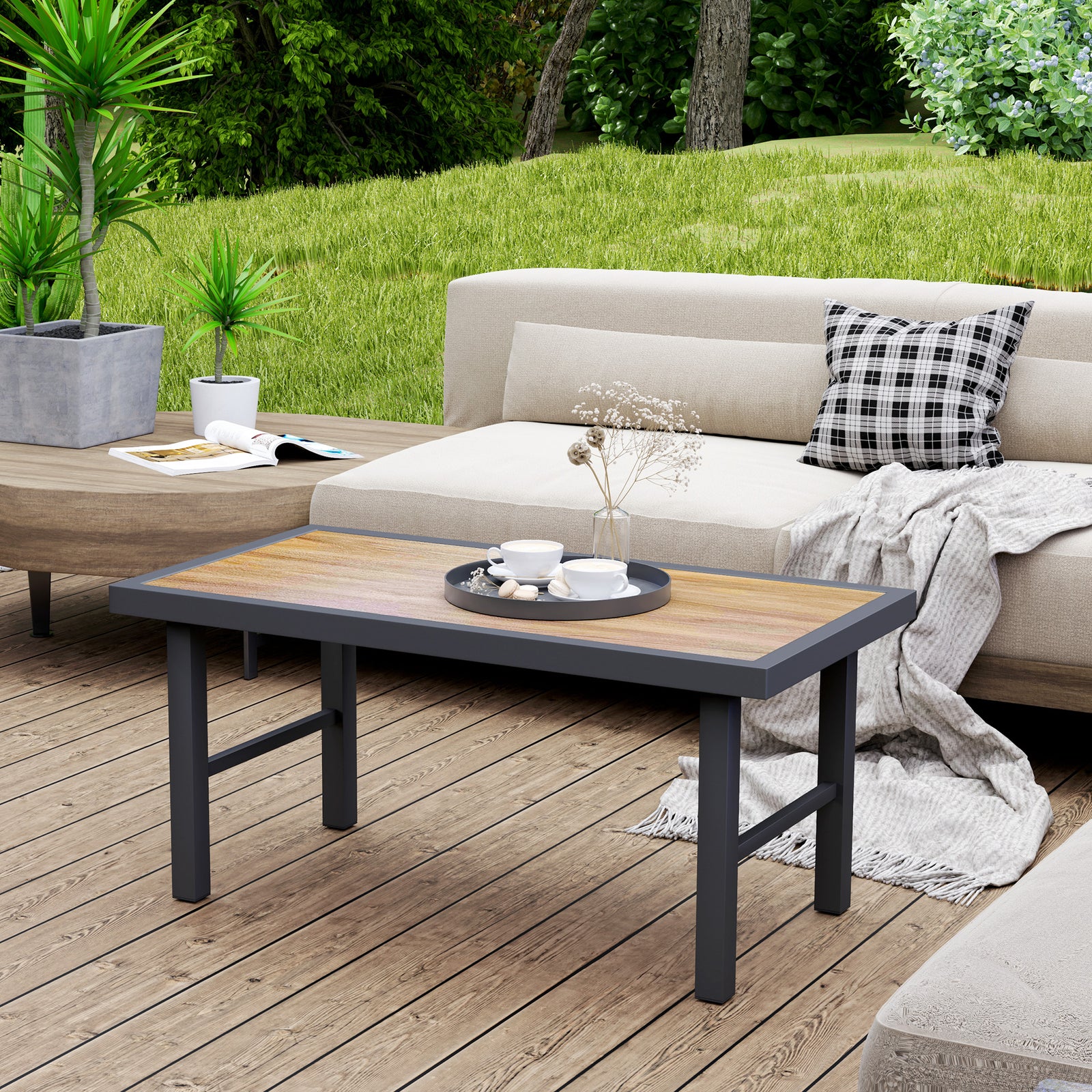 Garden Coffee Table W/ Spc Woodgrain Tabletop | Brown