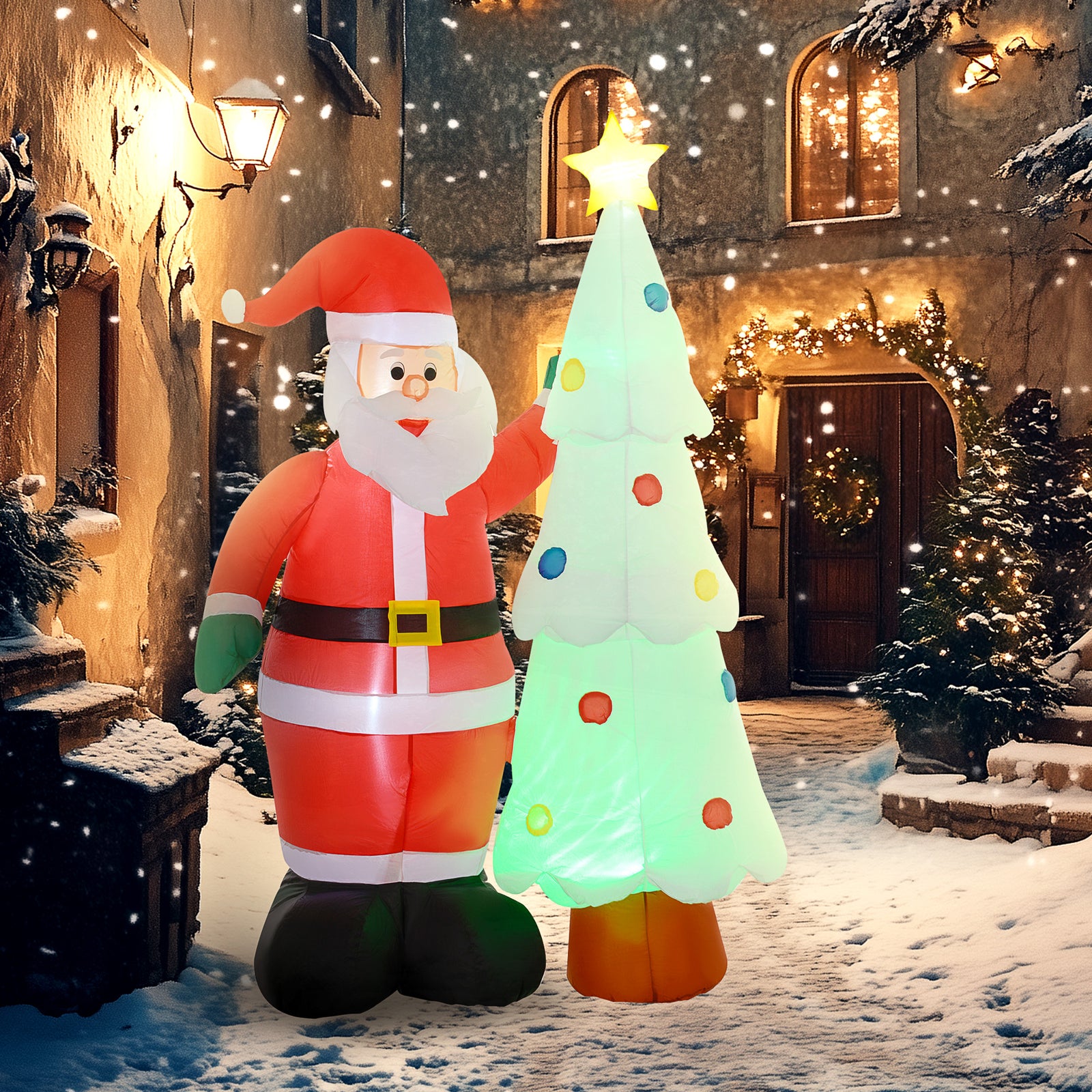 7ft Christmas Inflatable Decor Santa Claus Christmas Tree
