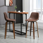 HOMCOM Counter Height Barstools Mid-back Pu Wood Legs