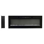 70/80-inch Black Electric Fireplace Heater, Wall Mounted Or Recessed With 12 Flame Colors, Adjustable Brightness & Remote Control | Small