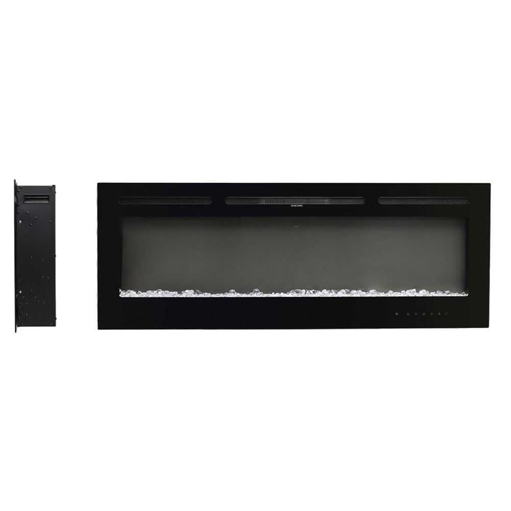 70/80-inch Black Electric Fireplace Heater, Wall Mounted Or Recessed With 12 Flame Colors, Adjustable Brightness & Remote Control | Small