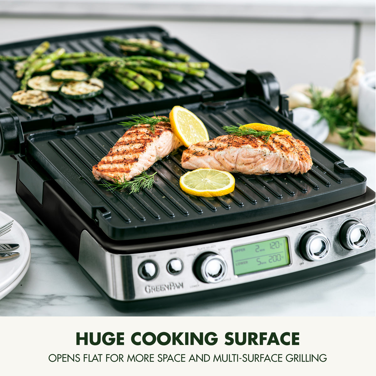 Elite 6-in-1 Contact Grill, Pfas-free Ceramic Non-stick, Adjustable Temperature | Black
