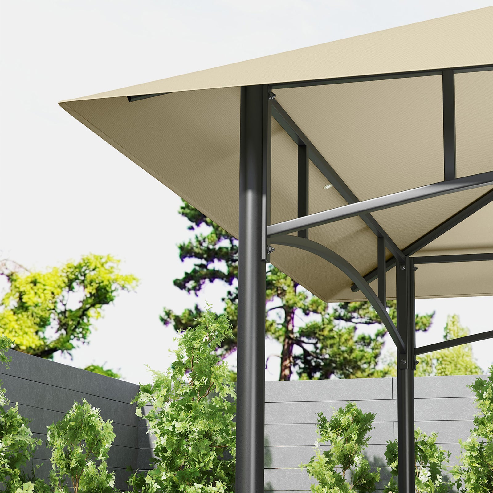 8' X 5' Grill Gazebo Canopy With 2 Side Shelves, Hook | Beige