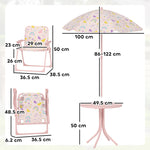 Kids Garden Furniture, Children Table And Chair Set W/ Adjustable Parasol | Pink