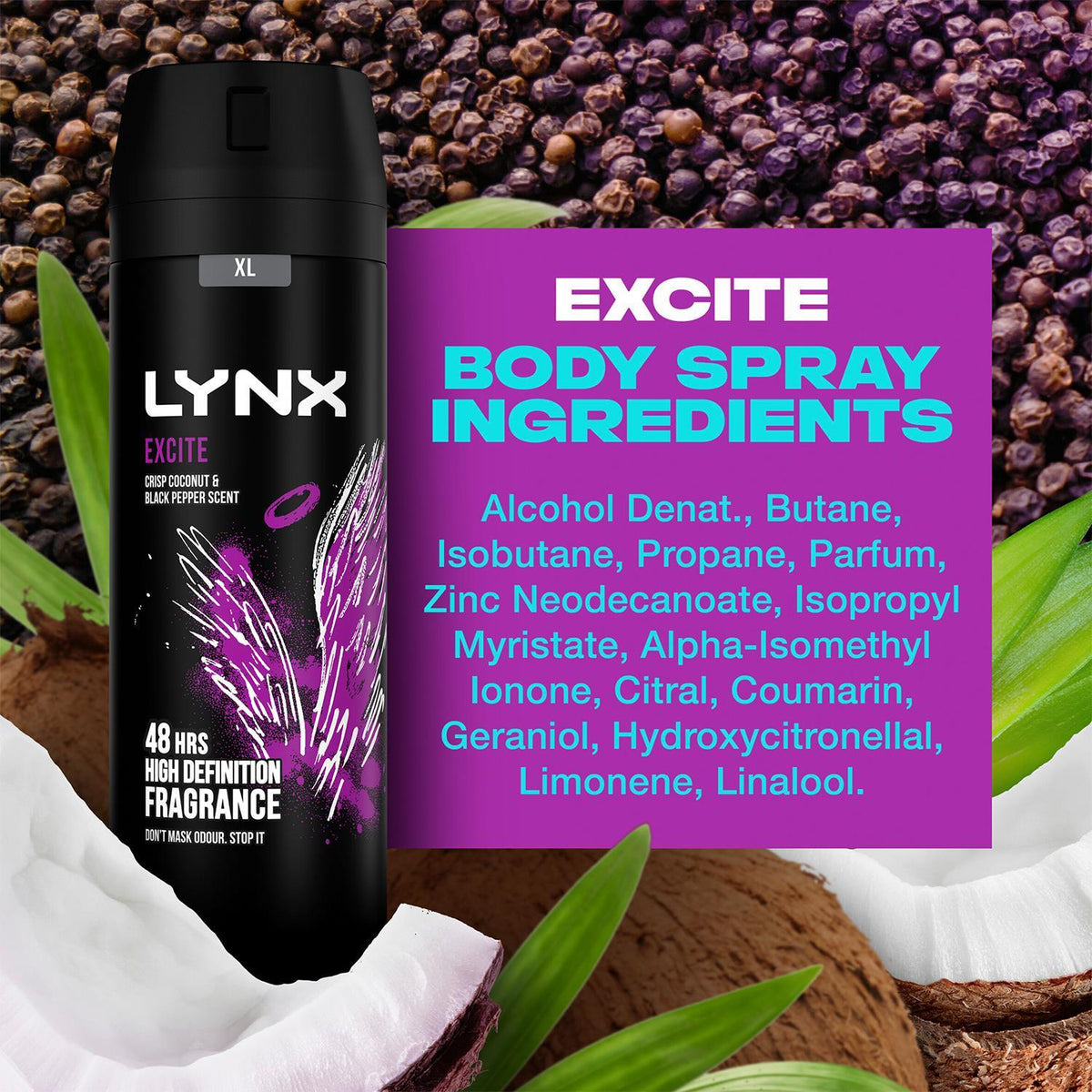 Xl Excite Body Spray Deodorant 48h High Definition Fragrance 200ml | Set of 18