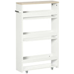 kleankin Storage Trolley With Wheels And Handle, White
