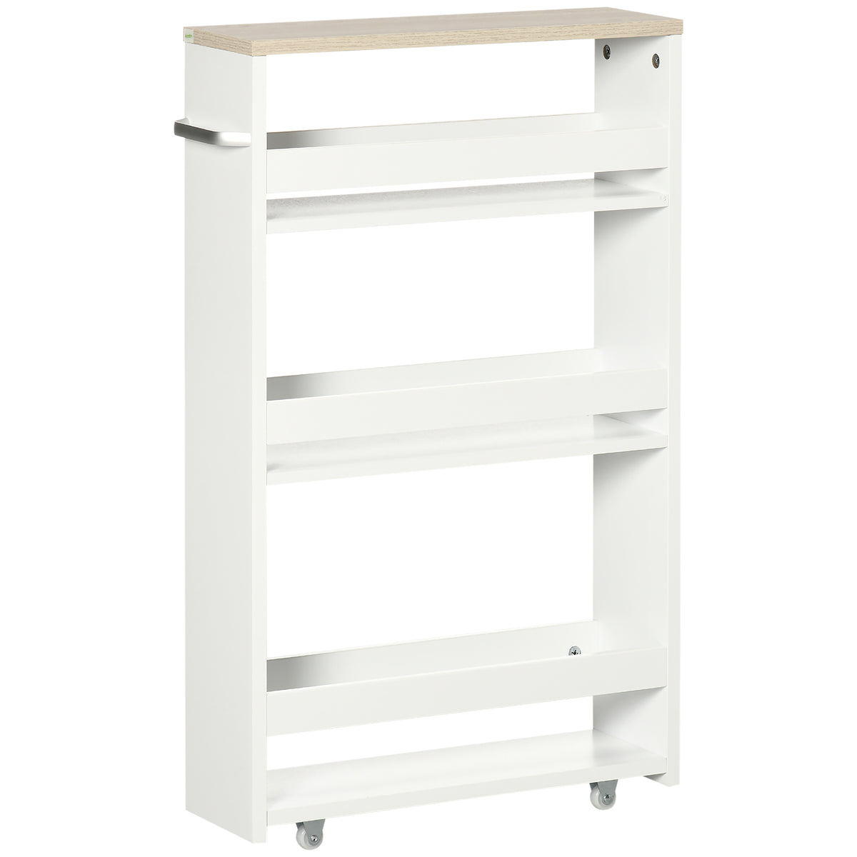 kleankin Storage Trolley With Wheels And Handle, White