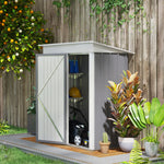 Steel Garden Shed, Small Lean-to Shed For Bike Tool, 5x3 Ft | Gray