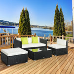 5 Pieces Rattan Sofa Set Wicker Sectional Cushion Patio | Black