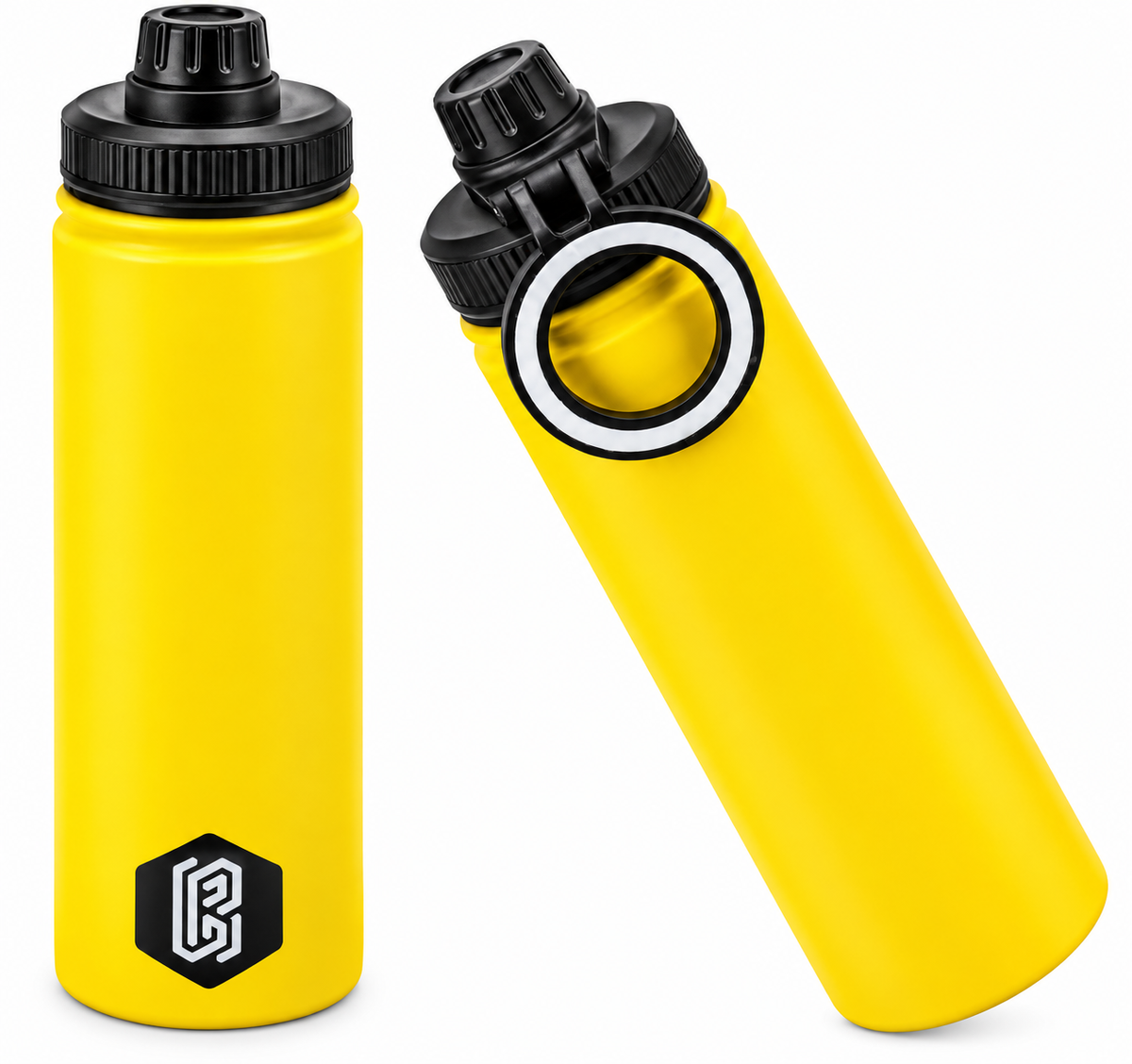 800ml Insulated Stainless Steel Water Bottle Magnetic Phone Holder | Yellow