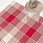 Tartan Check Non-slip 100% Wool Rug | 120cm x 180cm | Red