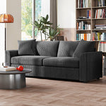 212 Cm Upholstered Jumbo Cord Sofa Couch With Spring Cushion | Grey