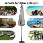 3m Garden Parasol Adjustable Tilting Parasol With Crank Handle With Cement Parasol Base | One Size | Light Grey
