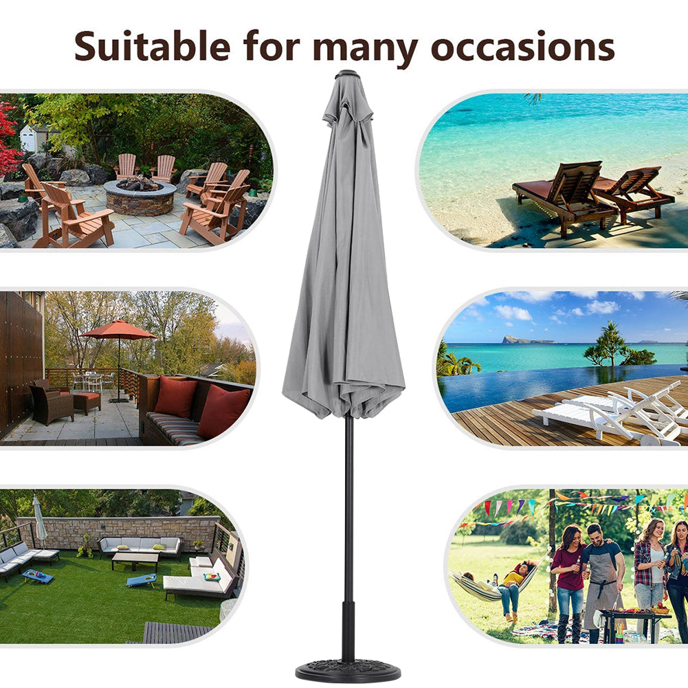 3m Garden Parasol Adjustable Tilting Parasol With Crank Handle With Cement Parasol Base | One Size | Light Grey