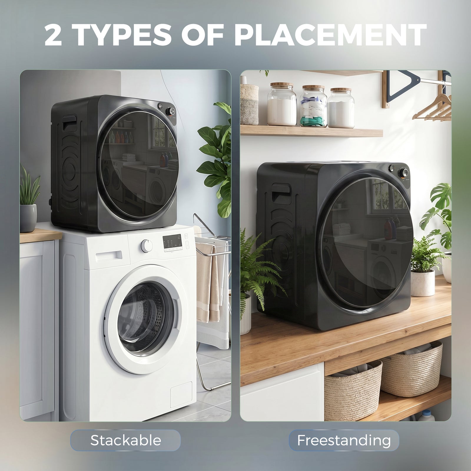 5kg Vented Tumble Dryer, Compact Dryer With 5 Drying Modes | Black