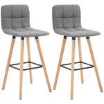 Barstools Set Of 2 Armless Button-tufted Grey